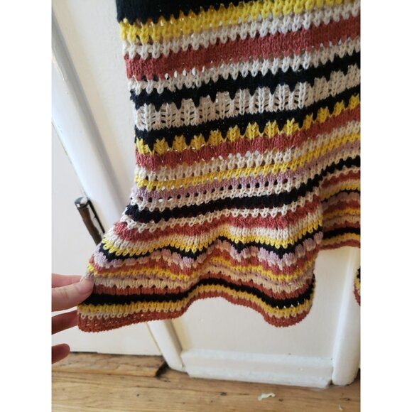 Vintage Crochet Maxi Dress Y2K XS Ruffle V Neck Beach Cottagecore Festival Boho - Picture 5 of 7